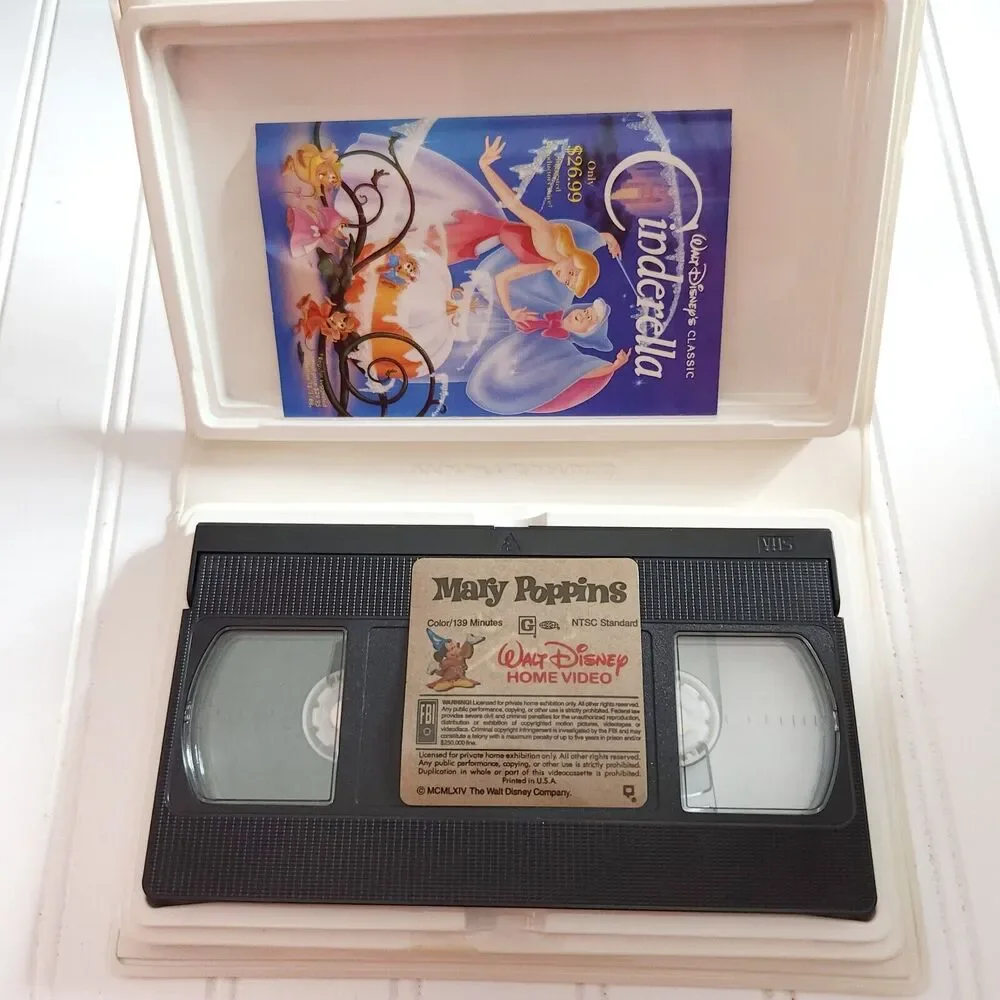 6 WALT DISNEY Masterpiece VHS tapes Fantasia Snow White Poppins FOX Anastasia - Picture 4 of 8